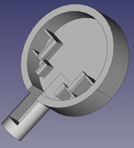 a FreeCAD rendering for a new temperature control lever
